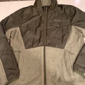 Olive Green Mixed Material Marmot Jacket